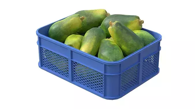 Papaya Plastic Crate Low-poly 3D model 2