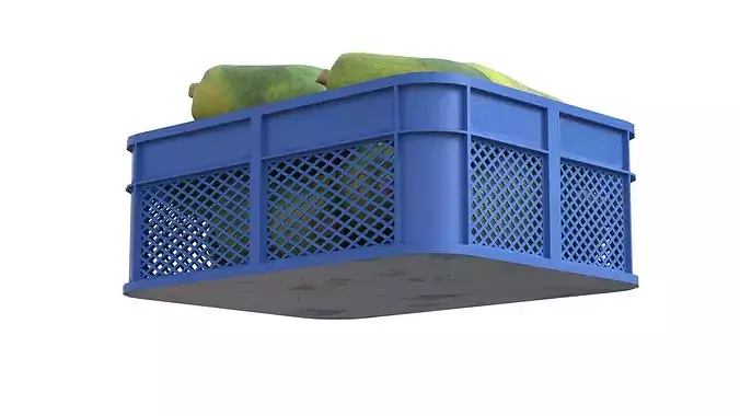 Papaya Plastic Crate Low-poly 3D model 5