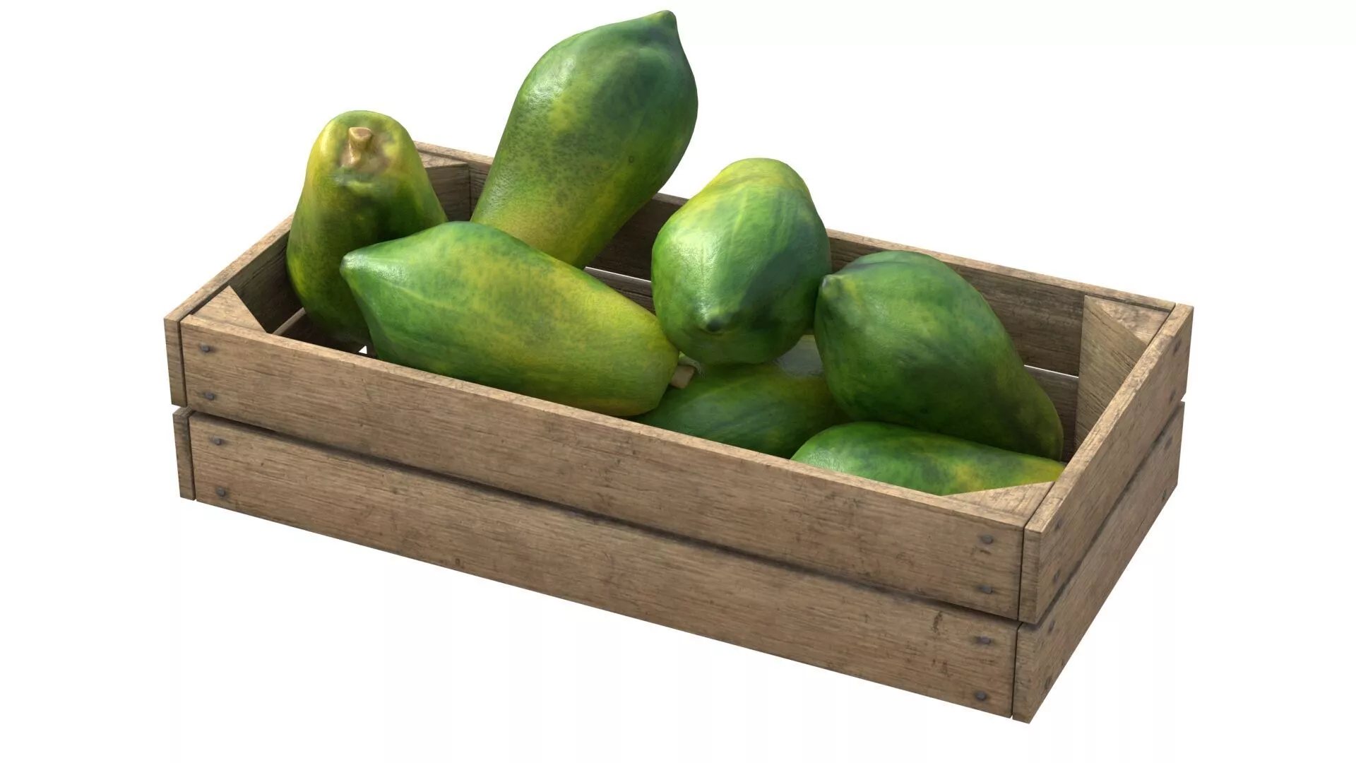 Papaya Wooden Crate Low-poly 3D model