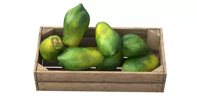 Papaya Wooden Crate Low-poly 3D model 3