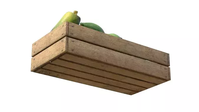 Papaya Wooden Crate Low-poly 3D model 5