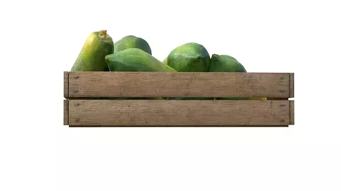 Papaya Wooden Crate Low-poly 3D model 4