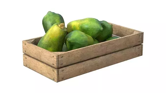 Papaya Wooden Crate Low-poly 3D model 2