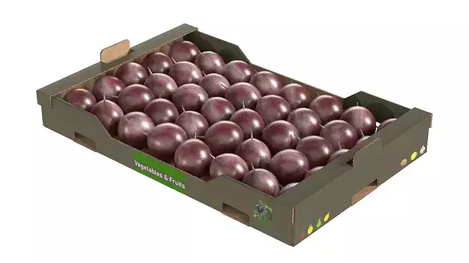 Passion Fruit Carboard Box Low-poly 3D model 2