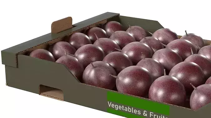 Passion Fruit Carboard Box Low-poly 3D model 4
