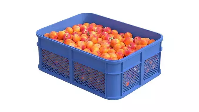 Peach Plastic Crate Low-poly 3D model 2