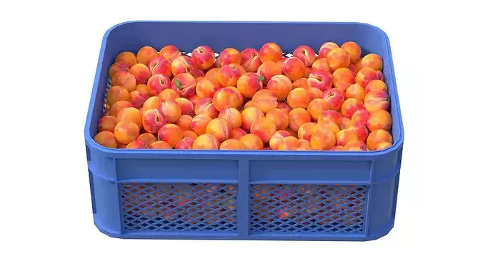 Peach Plastic Crate Low-poly 3D model 3