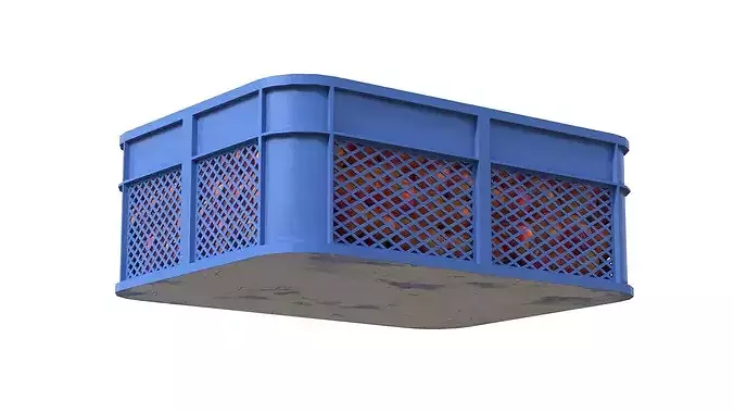 Peach Plastic Crate Low-poly 3D model 5