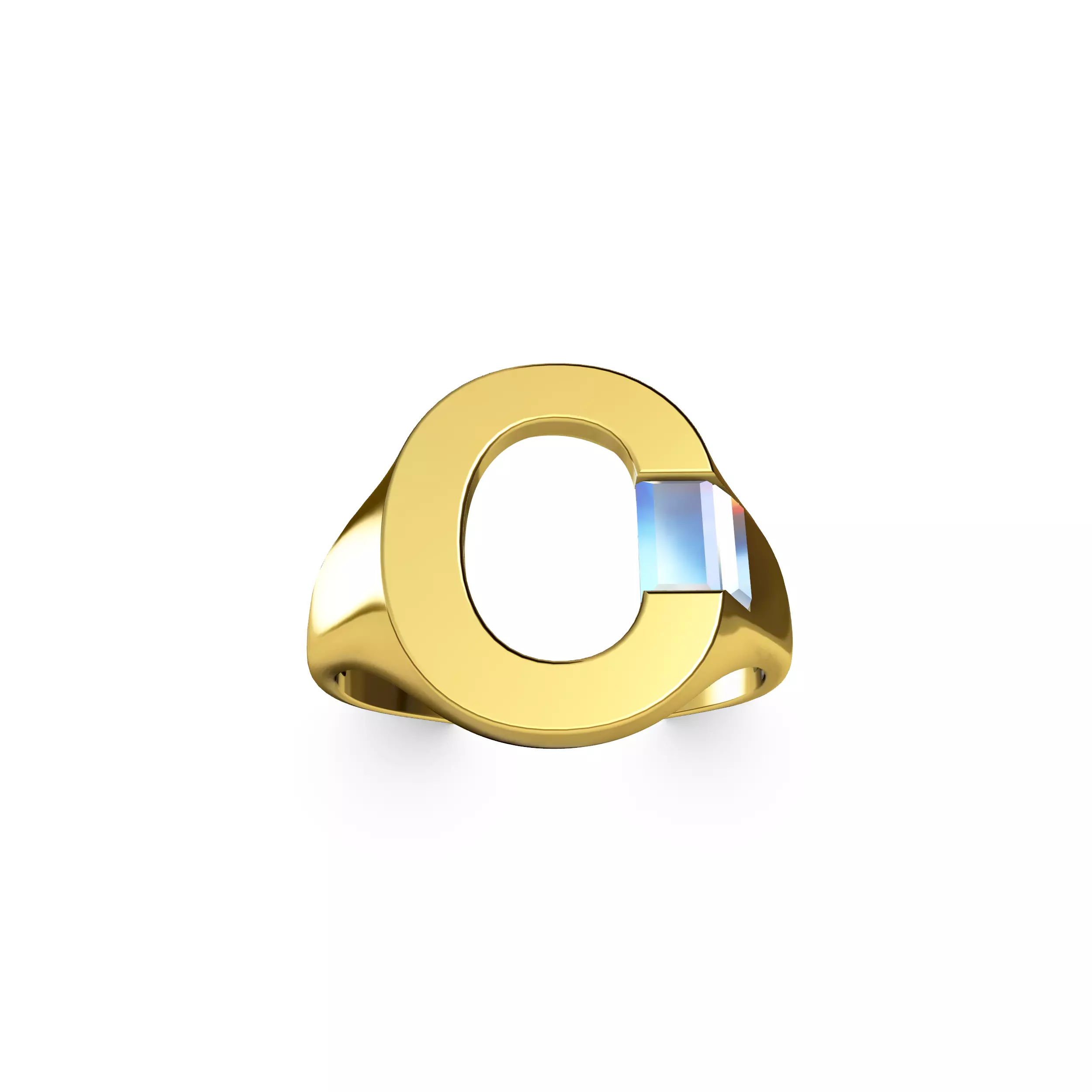 Designer Baguette C Signet Ring 3D print model