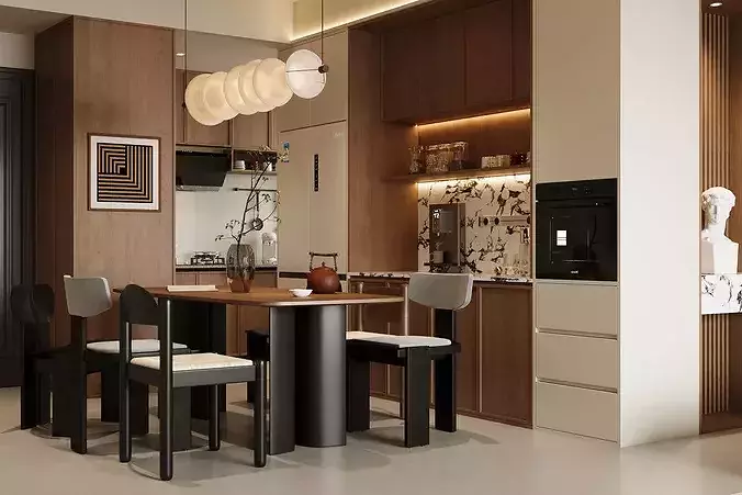 Wabi sabi Japanese Living Modern Japanese Living and Dining  3D model 4