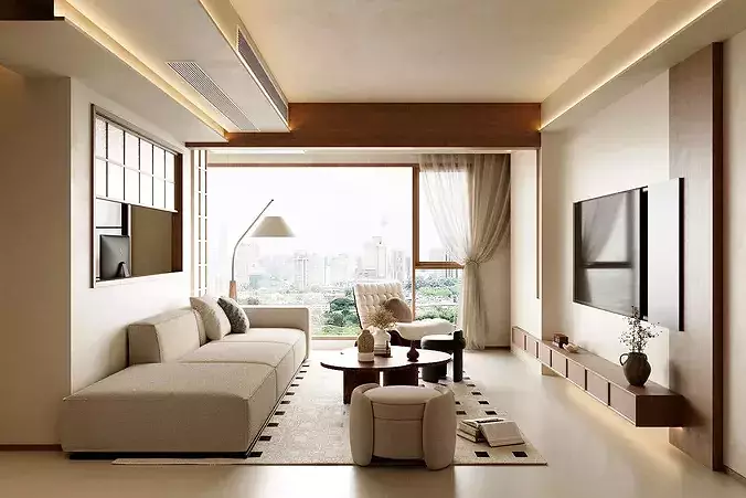 Wabi sabi Japanese Living Modern Japanese Living and Dining  3D model 3