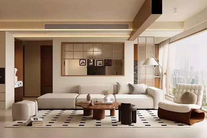 Wabi sabi Japanese Living Modern Japanese Living and Dining 3D model