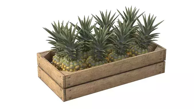 Pineapple Wooden Crate Low-poly 3D model