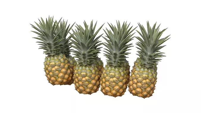 Pineapple Wooden Crate Low-poly 3D model 4