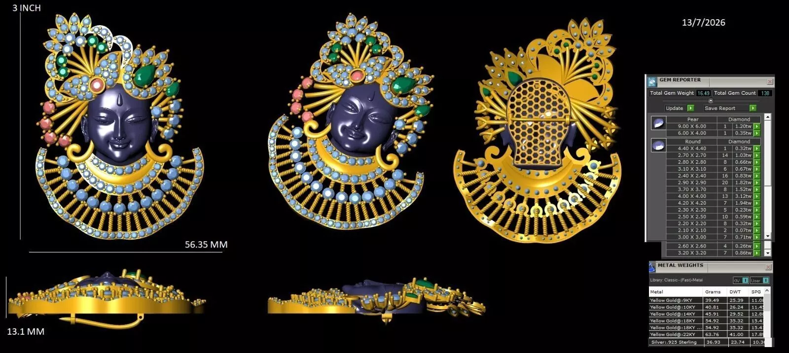 Elite Divine Krishna Deity brotch STL and 3DM Master 3D print model