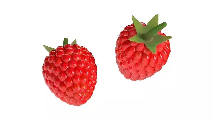 Raspberry Fruit Low-poly 3D model 2