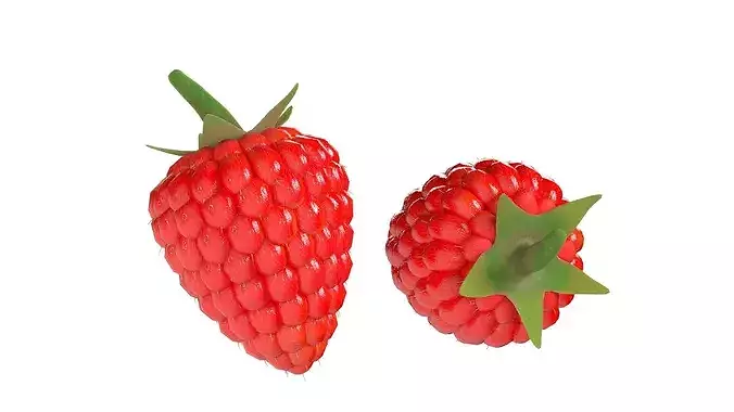 Raspberry Fruit Low-poly 3D model