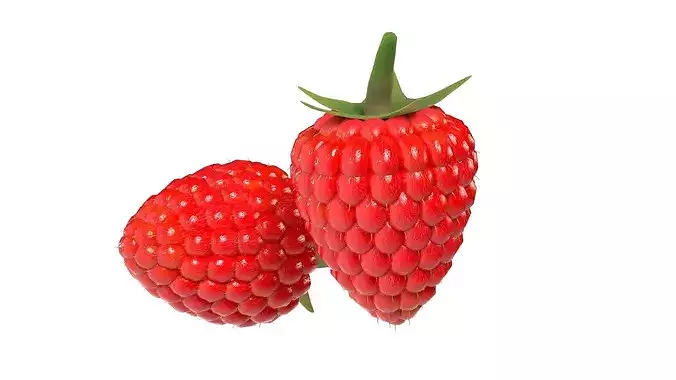 Raspberry Fruit Low-poly 3D model 3