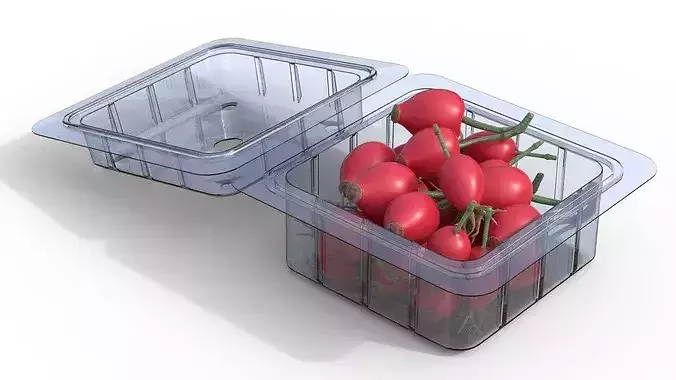 Rosehip Fruit Box Plastic Transparent Low-poly 3D model 2