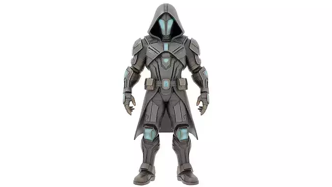 3D Printable Futuristic Armored Hooded Character Model
