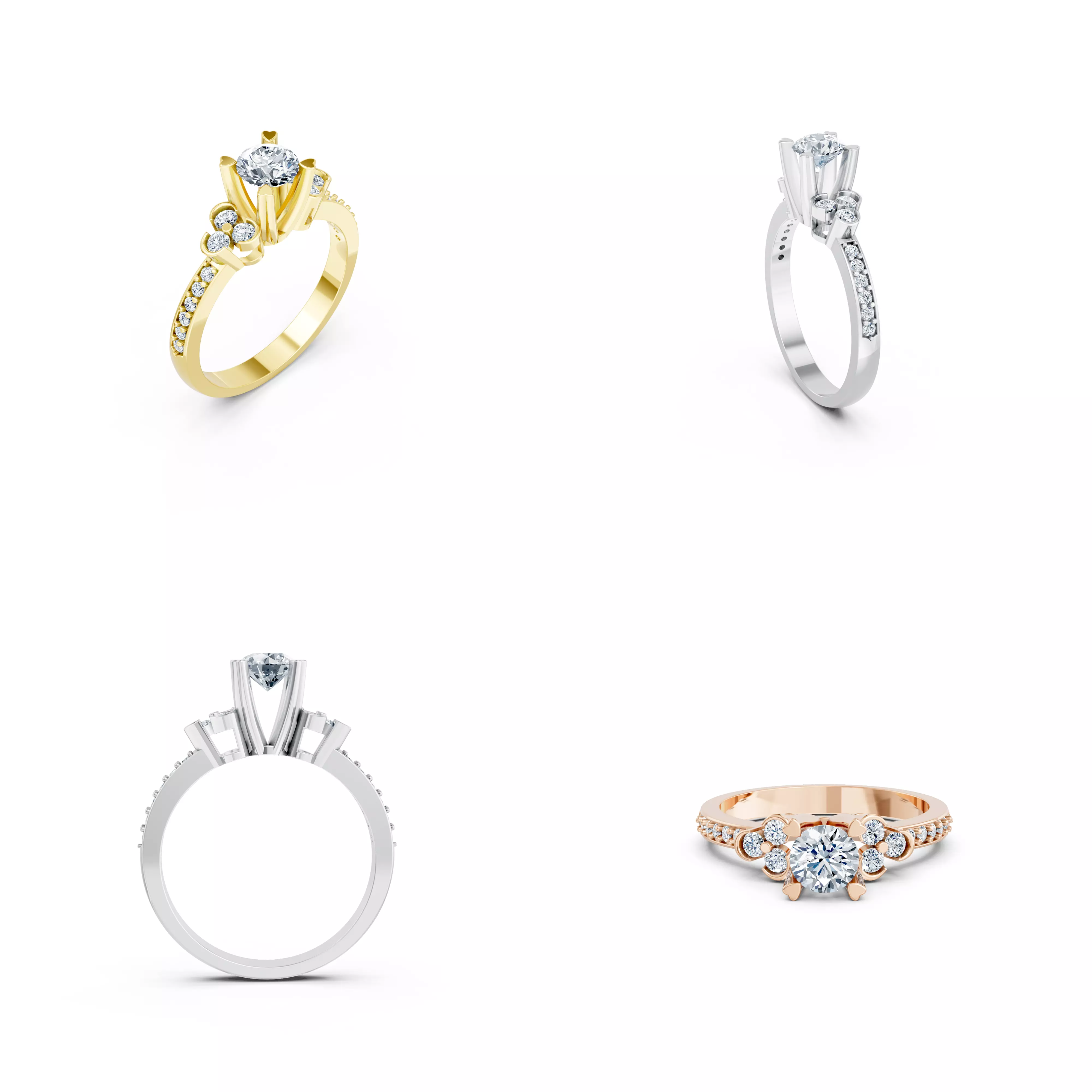 Floral Solitaire Ring CAD STL 3DM Jewelry Design Model 3D print model
