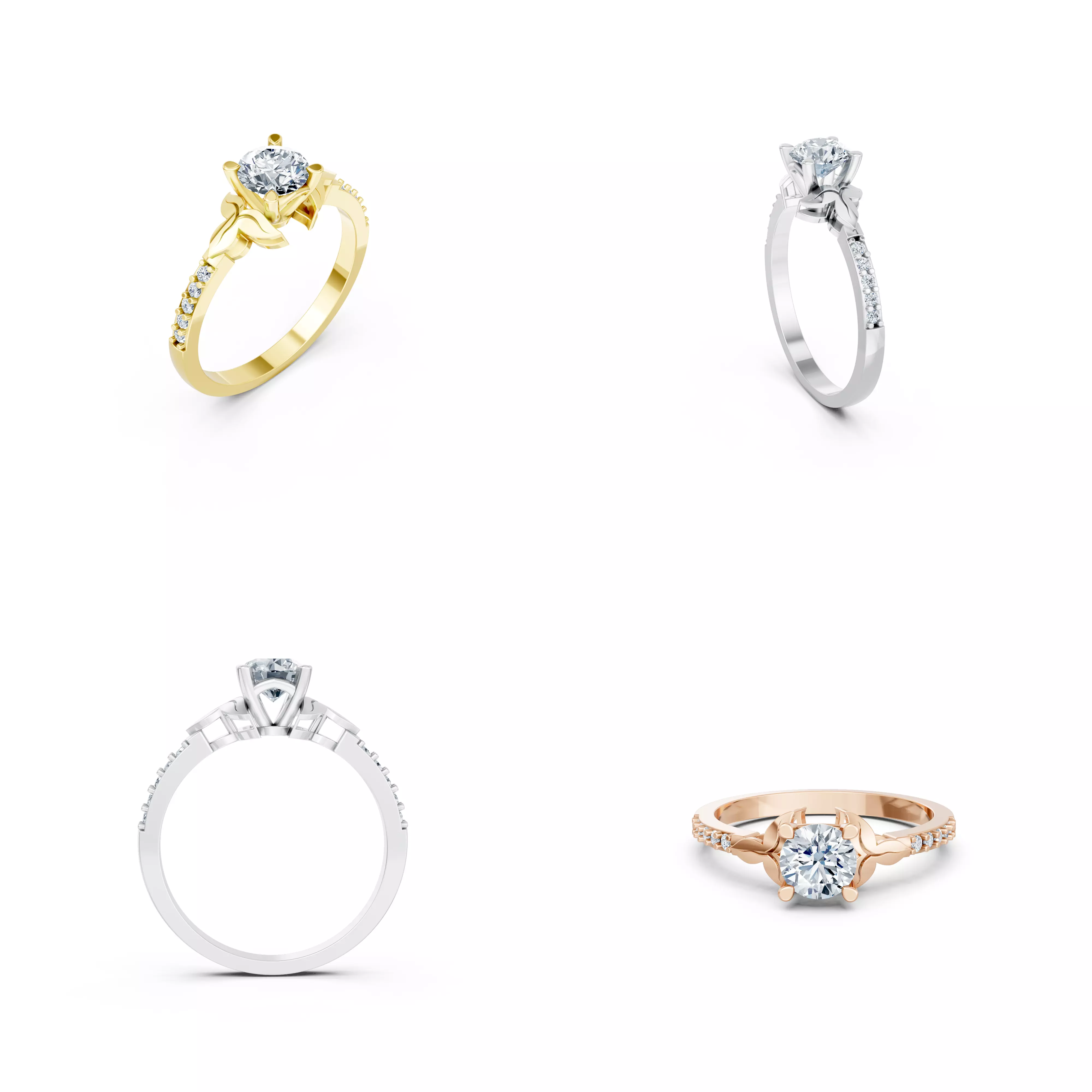 Elegant Twist Solitaire Ring CAD STL 3DM Jewelry Design 3D print model