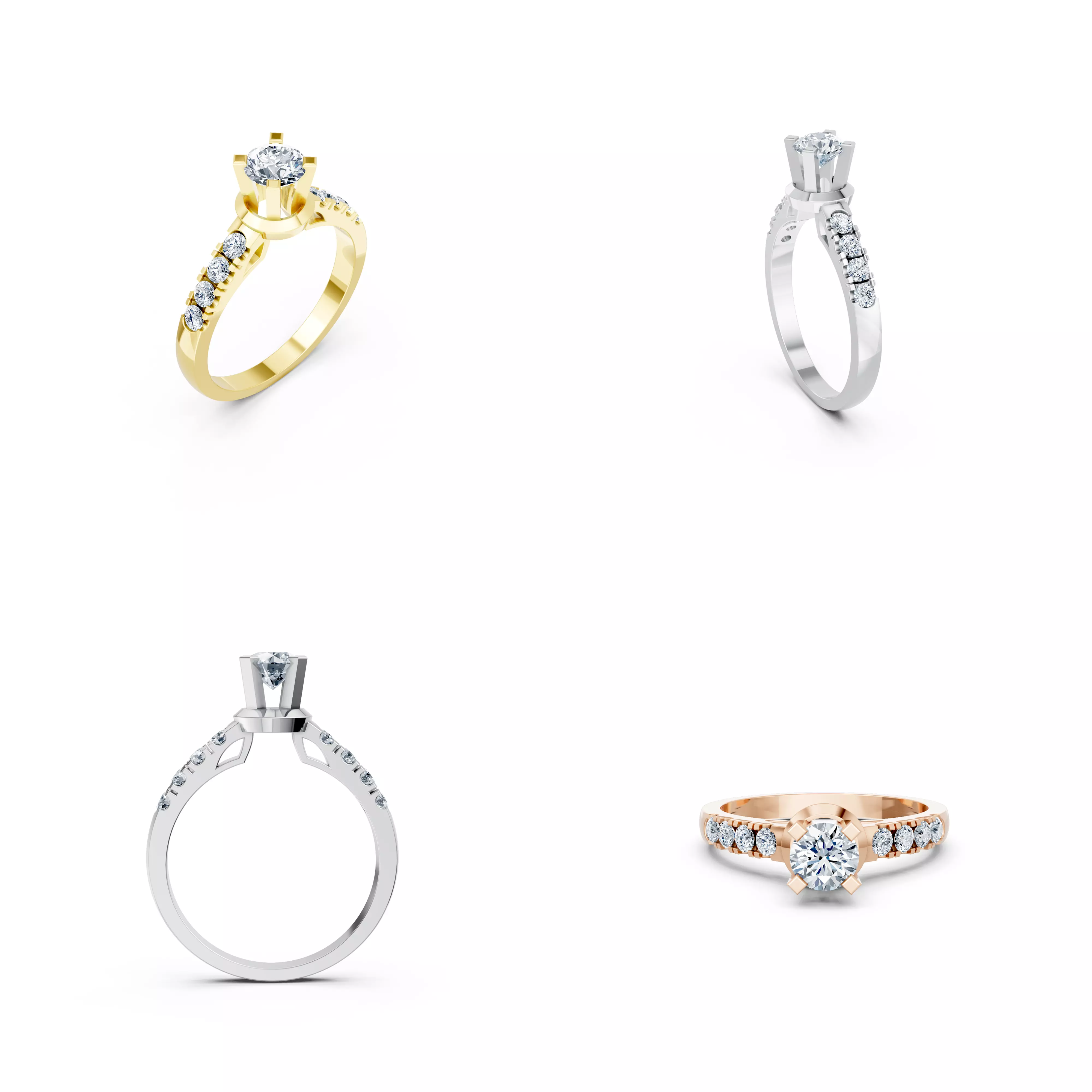 Classic Solitaire Diamond Ring CAD STL 3DM Jewelry Design 3D print model