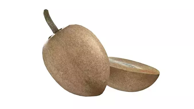Sapodilla Fruit Low-poly 3D model 3