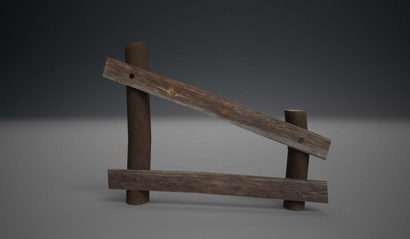 Low poly wood fence and gate Low-poly 3D model_1