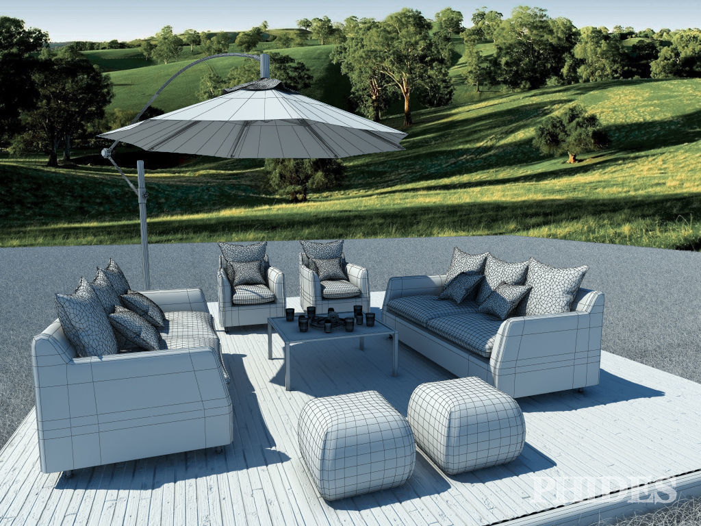 Patio 1 table and chairs 3D model_4