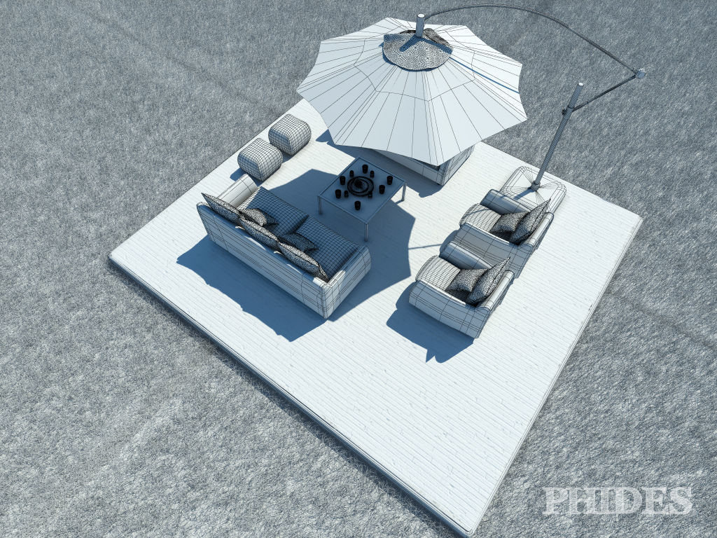 Patio 1 table and chairs 3D model_5