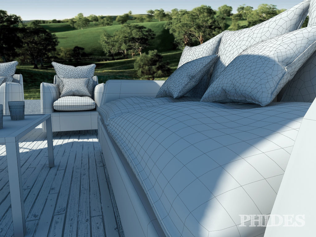 Patio 1 table and chairs 3D model_6