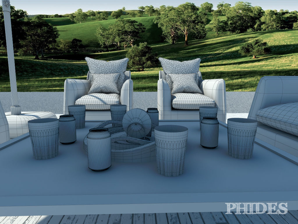 Patio 1 table and chairs 3D model_7