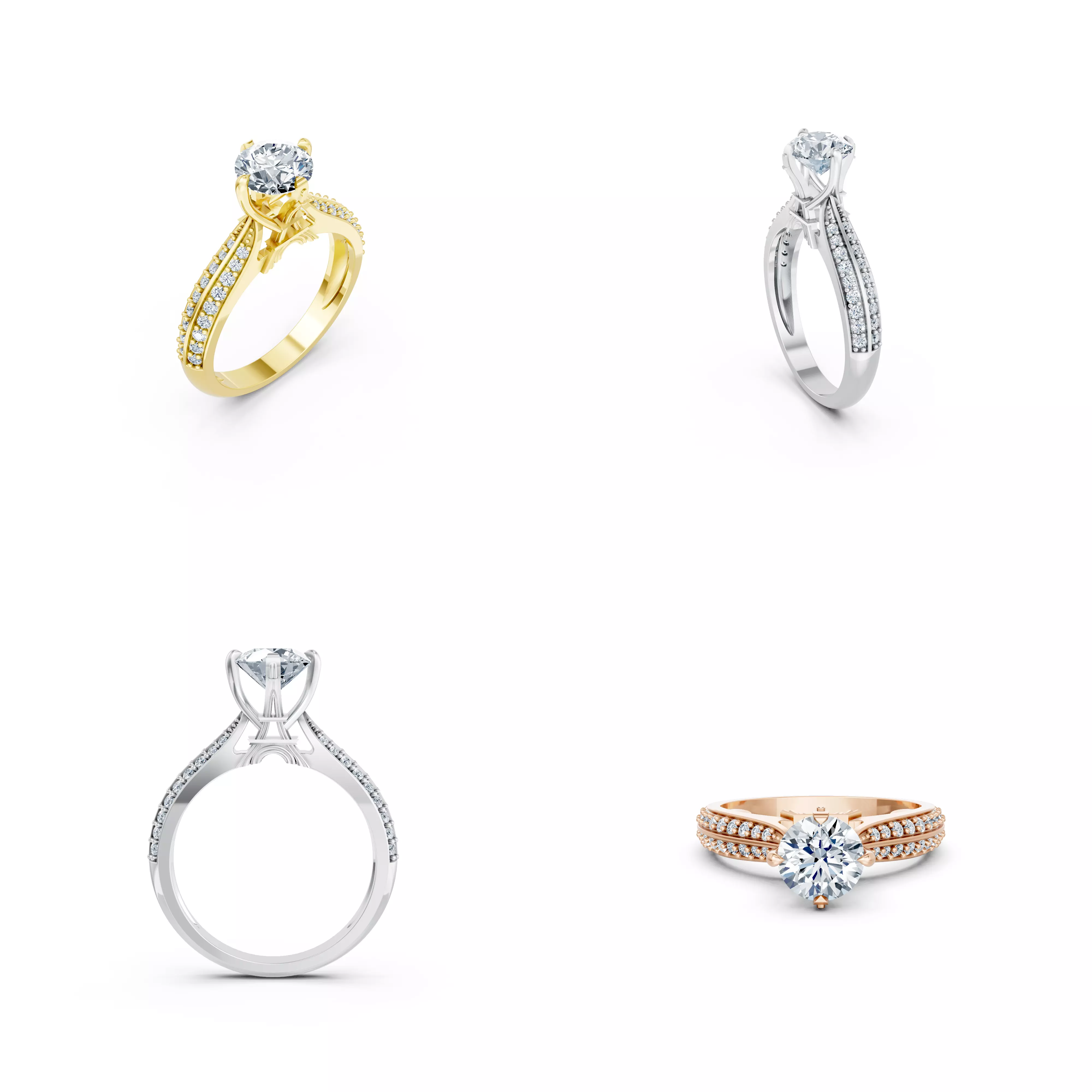 Split Shank Diamond Ring CAD STL 3DM Jewelry Design Model 3D print model