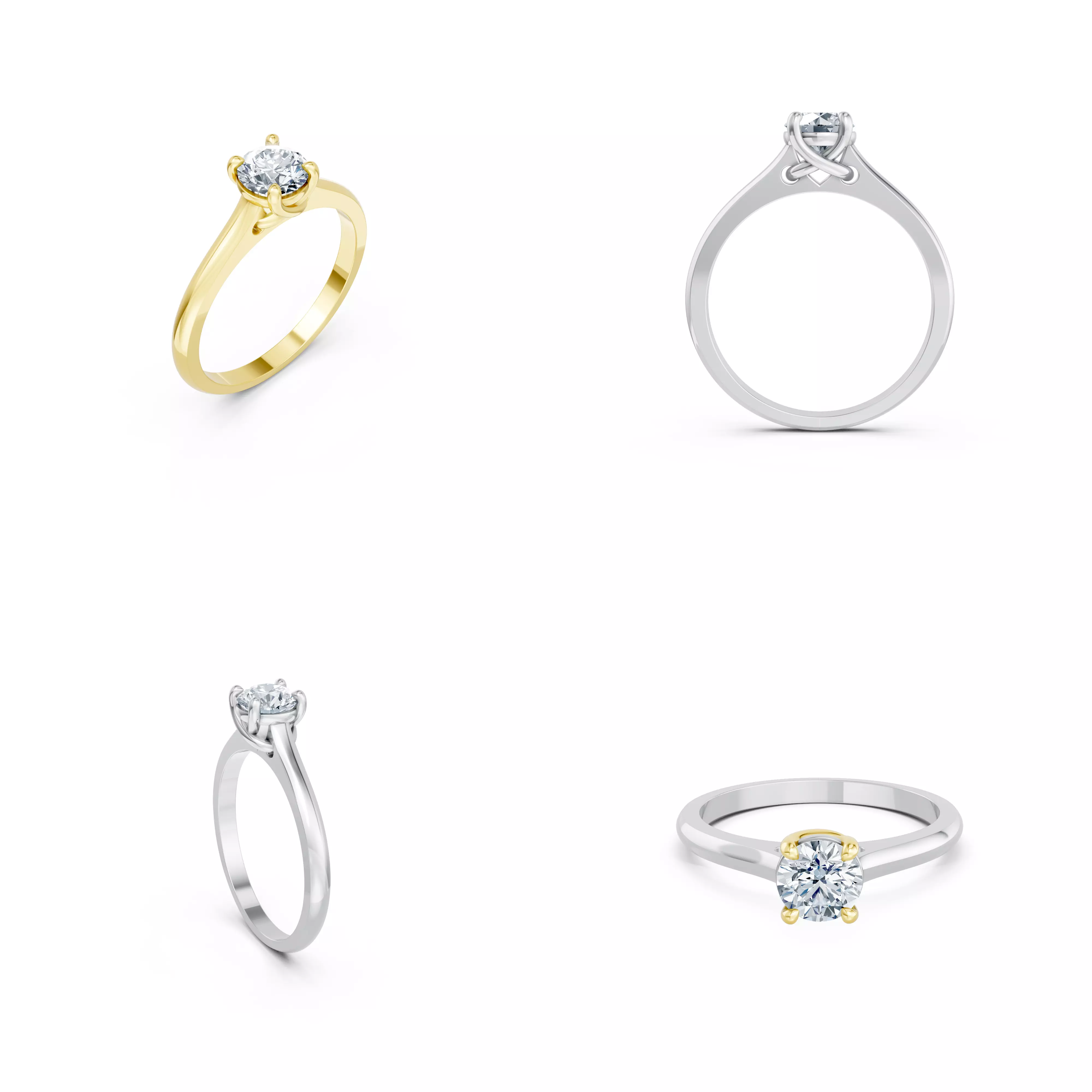 Classic Solitaire Diamond Ring CAD STL 3DM Jewelry Design 3D print model