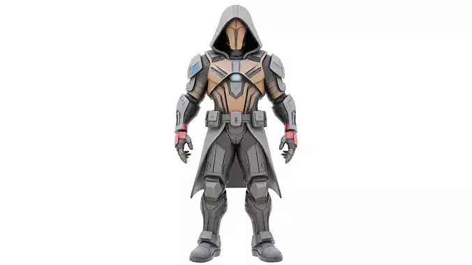 3D Printable Futuristic Armored Hooded Character Model