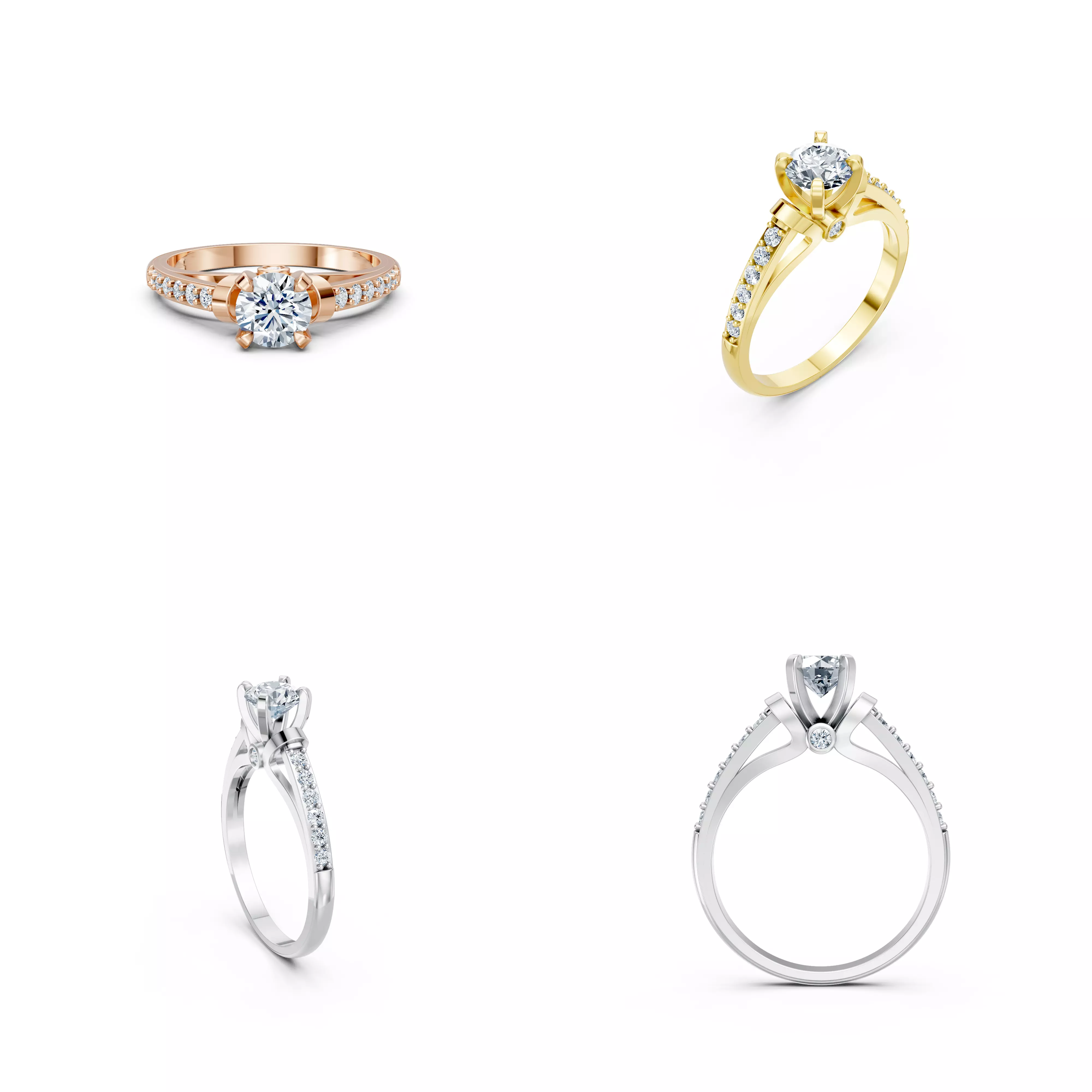 Classic Diamond Solitaire Ring CAD STL 3DM Jewelry Design 3D print model