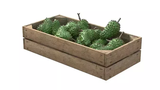 Soursop Wooden Crate Low-poly 3D model 2