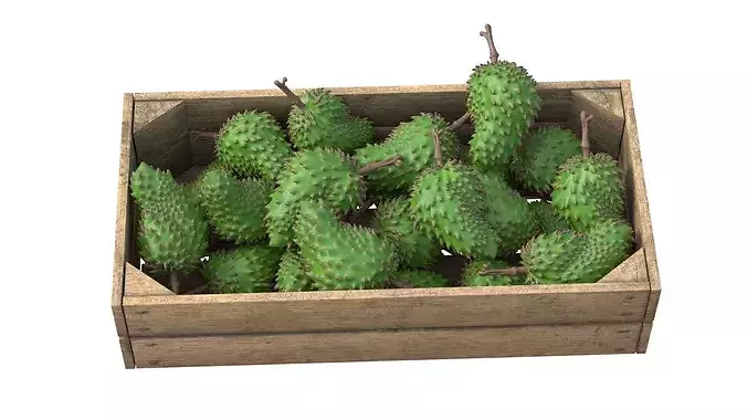 Soursop Wooden Crate Low-poly 3D model 3