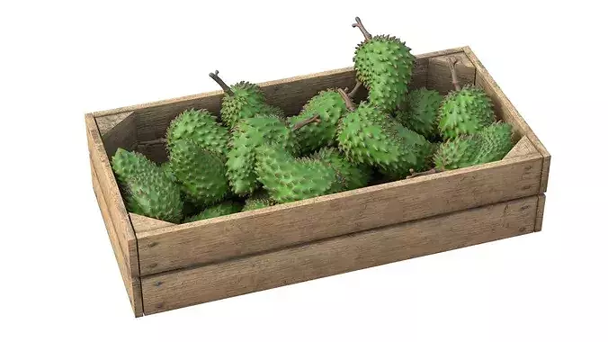 Soursop Wooden Crate Low-poly 3D model