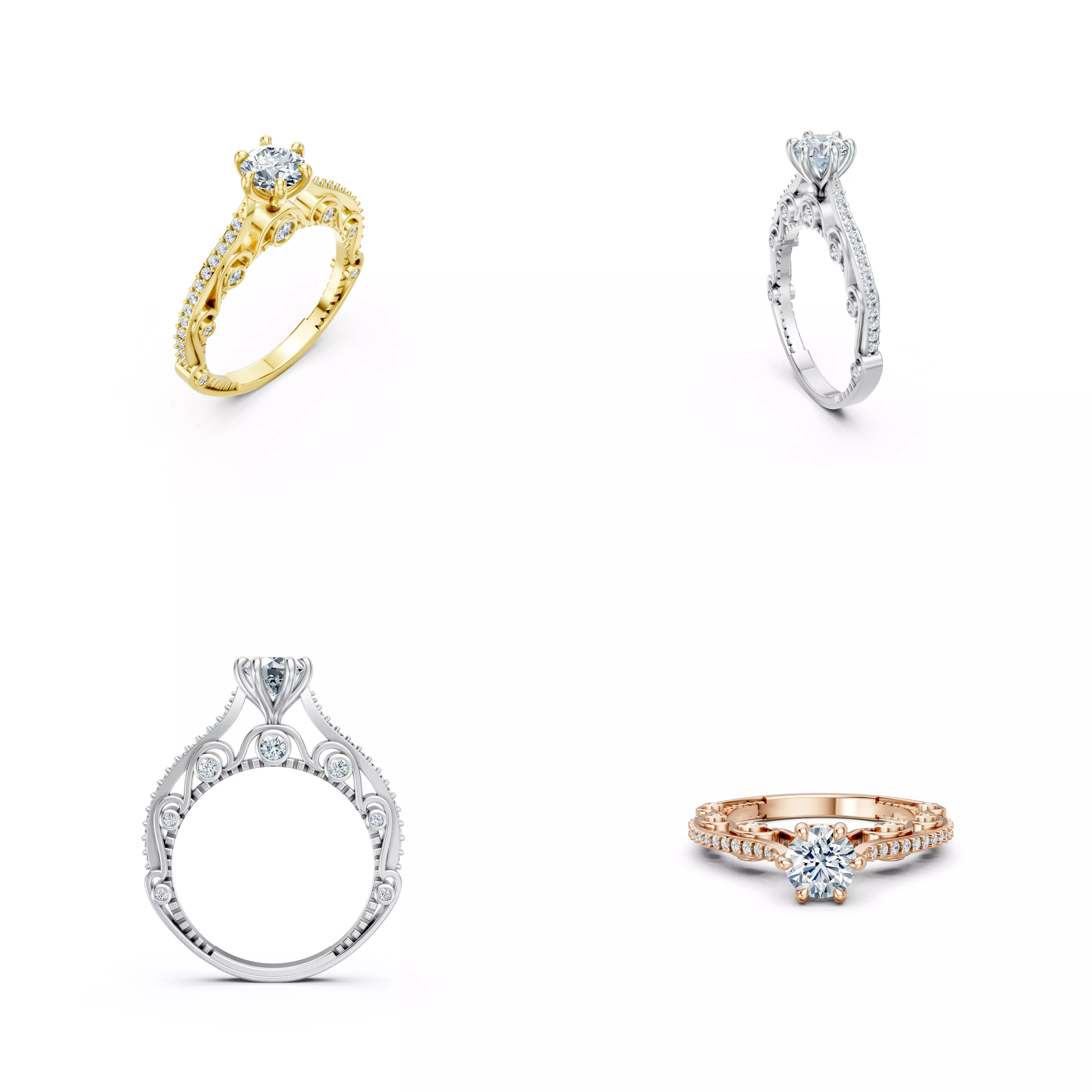 Vintage Solitaire Ring CAD STL 3DM Jewelry Design Model 3D print model