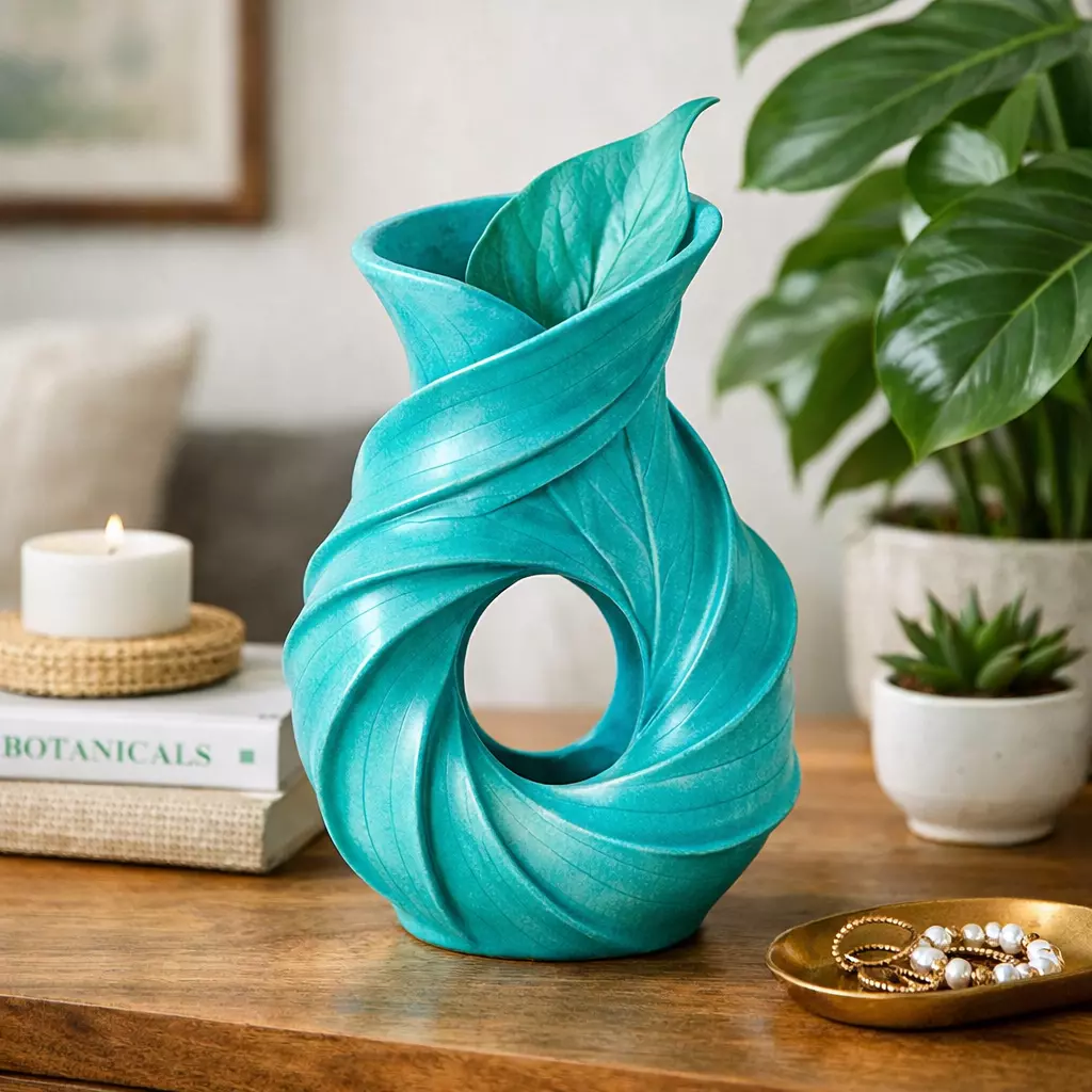 Twisted Leaf Spiral Vase STL 3D model