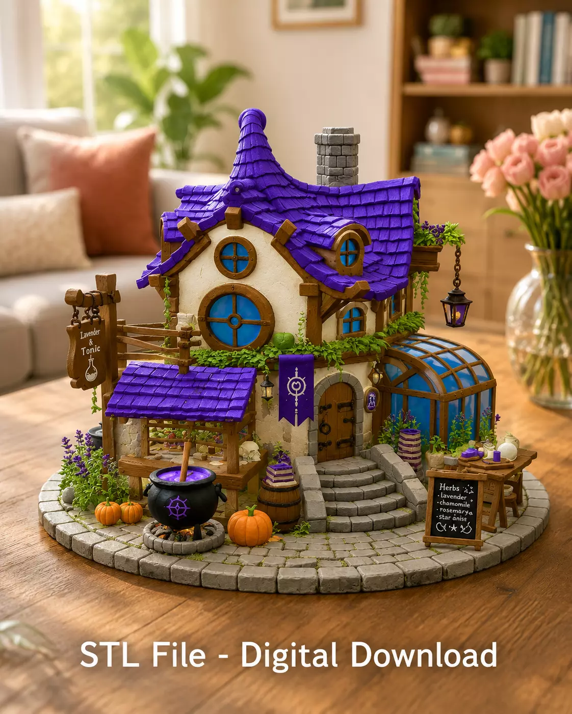 Lavender Witch Apothecary Cottage STL File for 3D Print 3D print model