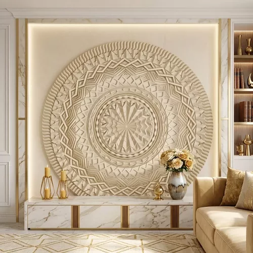 Geometric Circular Ceiling Medallion Rosette STL CNC