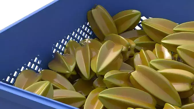 Starfruit Plastic Crate Low-poly 3D model 4