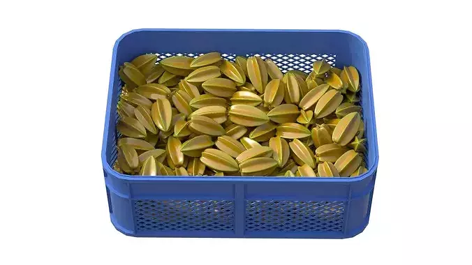 Starfruit Plastic Crate Low-poly 3D model 3