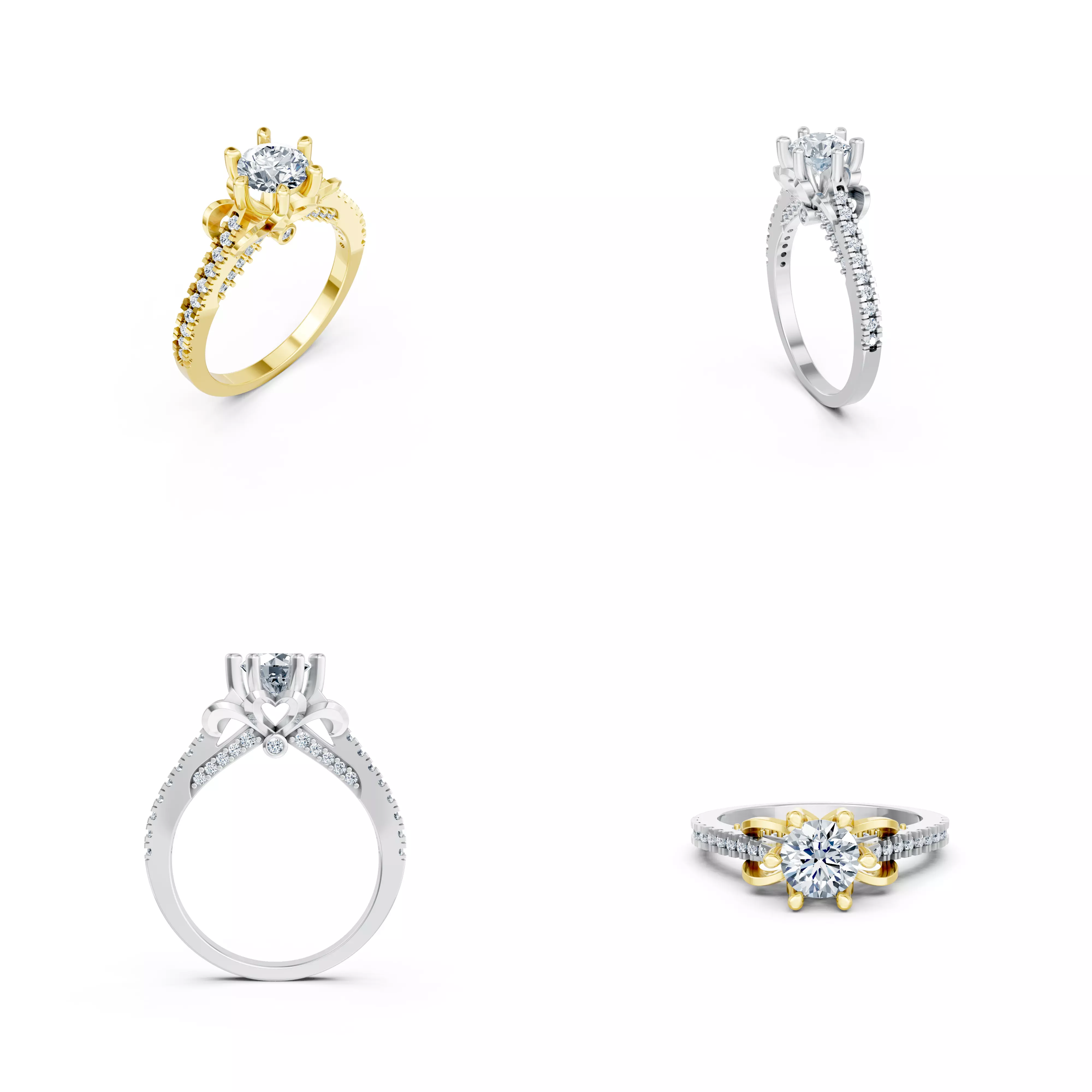 Heart Gallery Solitaire Ring CAD STL 3DM Jewelry Design Model 3D print model