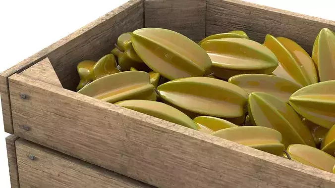 Starfruit Wooden Crate Low-poly 3D model 4