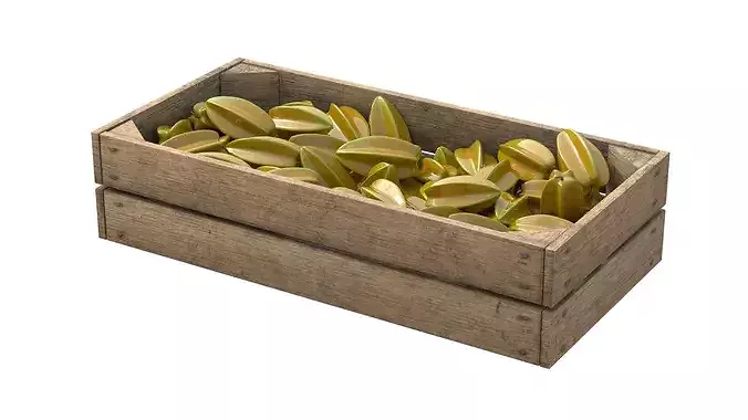 Starfruit Wooden Crate Low-poly 3D model 2