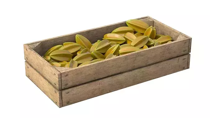 Starfruit Wooden Crate Low-poly 3D model